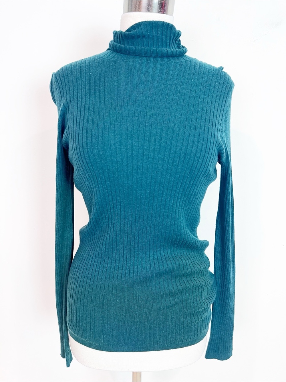 VINCE GREEN RIBBED TURTLENECK LONG SLEEVE CASHMERE BLEND SWEATER  SZ MEDIUM